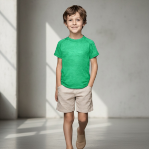 WildWhisper Linen T-Shirt – Kids’ Lightweight Green Tee
